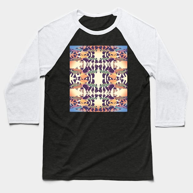 Zebra Sun- Fantasy Decoupage Pattern Baseball T-Shirt by Adel8ide Designs